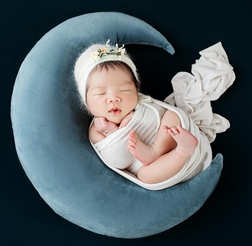 baby, newborn, little, child, sleep, cute, dream, moon, night, dark
